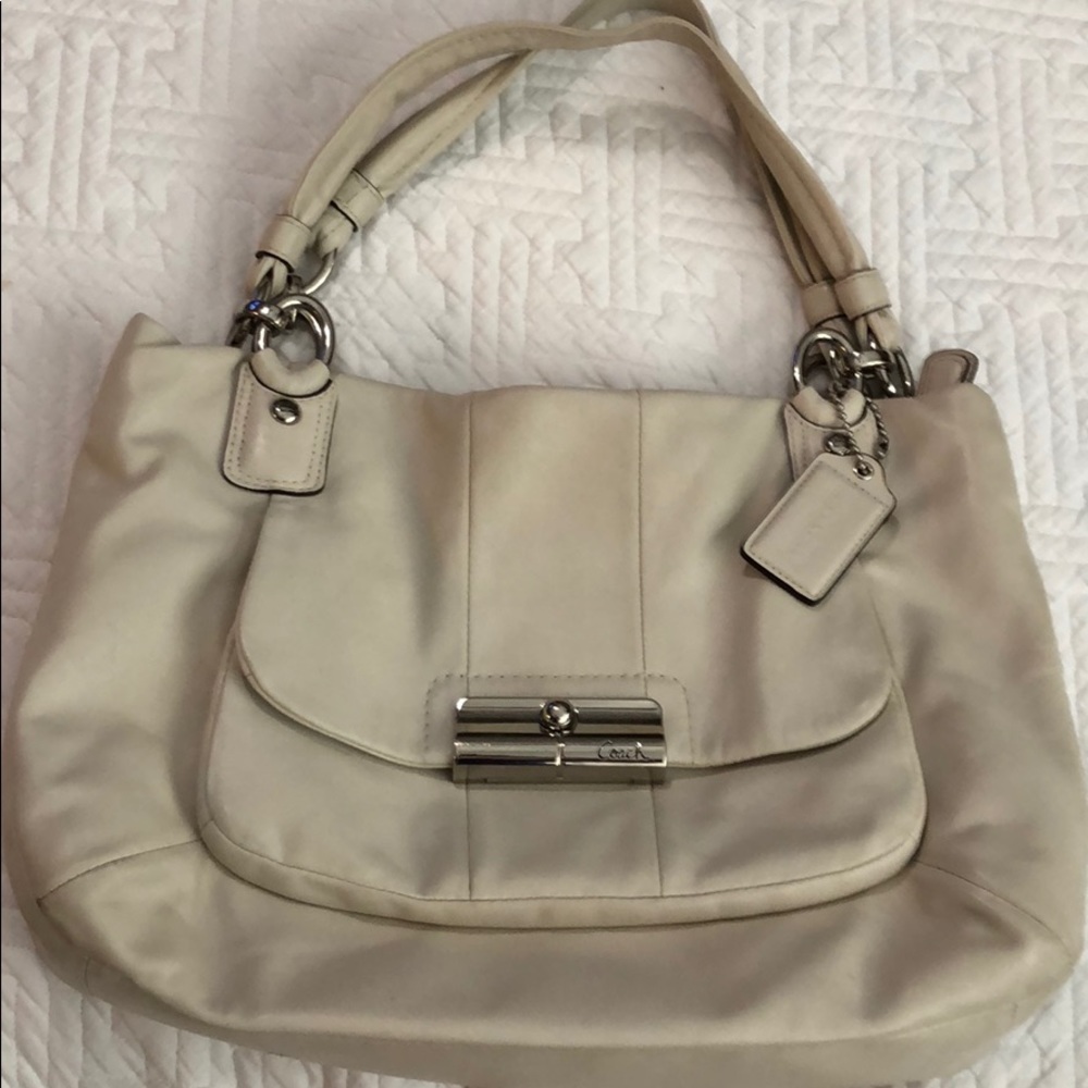 Coach cream-colored large shoulder bag